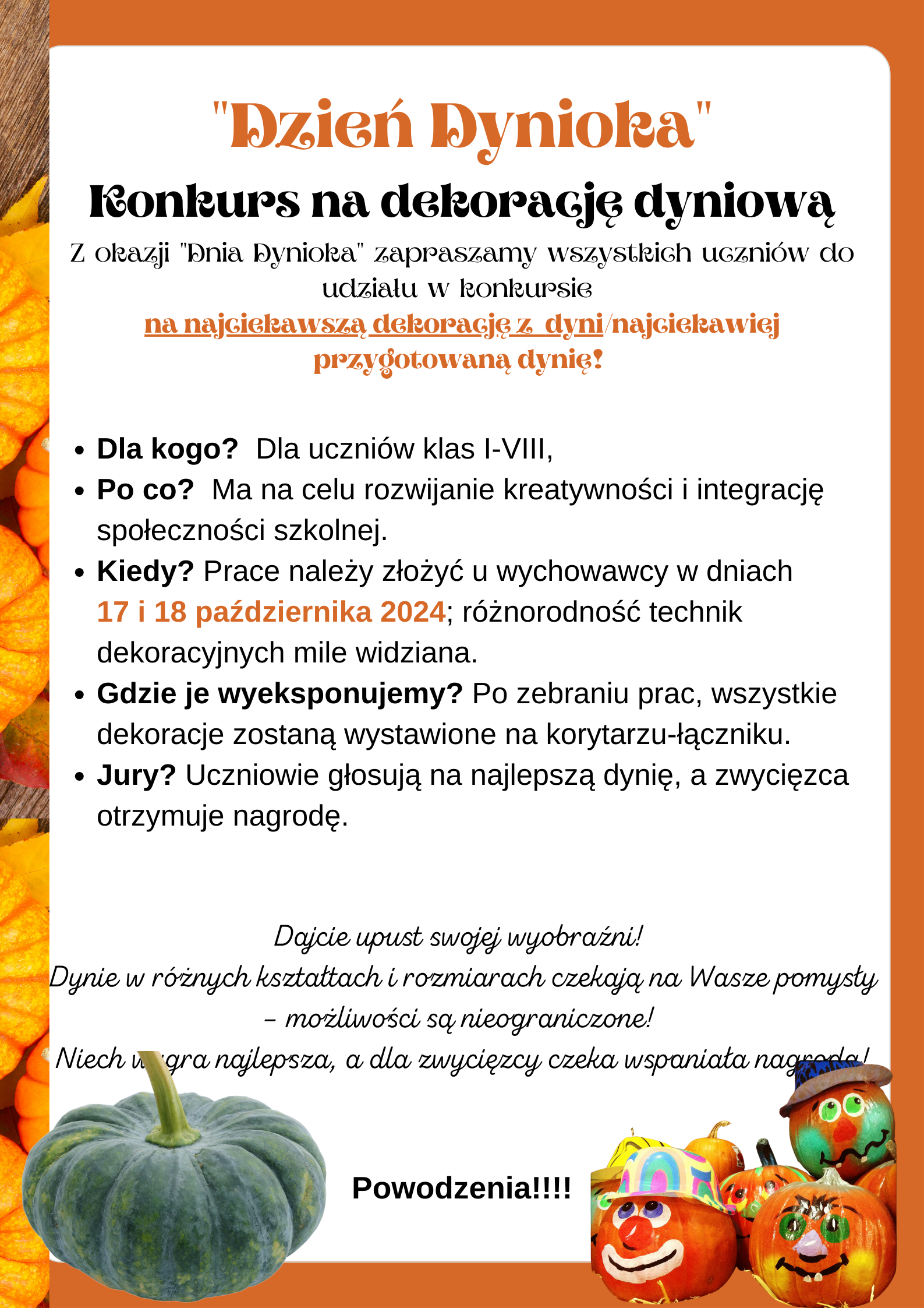 Plakat - konkurs z okazji Dnia Dynioka